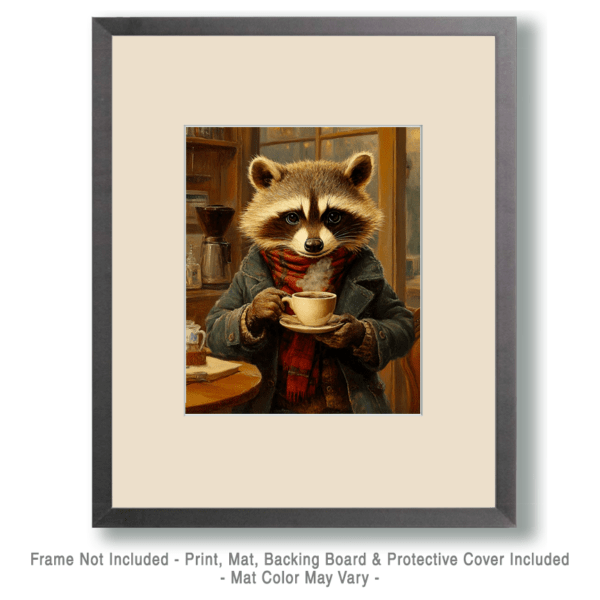 Raccoon Enjoying a Cup of Joe Art