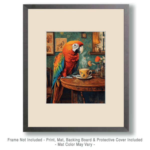 Parrot Enjoying a Cup of Joe Art