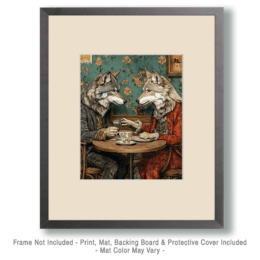 Two Wolves Enjoying a Cup of Joe Art