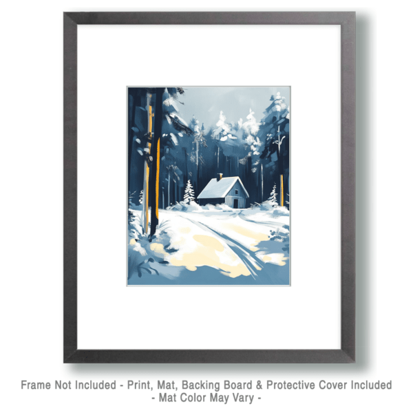 Winter Cabin - Great North Woods Art Print