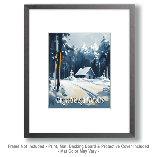 Winter Cabin ND - Great North Woods Art Print