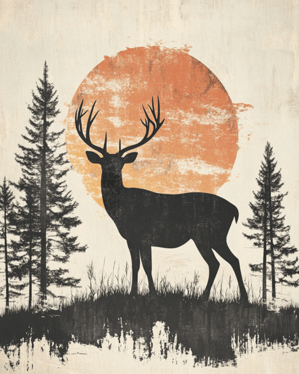 Full Moon Buck Deer - Great North Woods Art