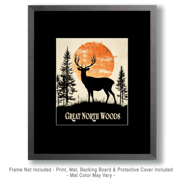 Full Moon Buck Deer ND - Great North Woods Art Print