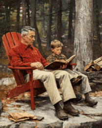 Reading with Pop - Great North Woods Art