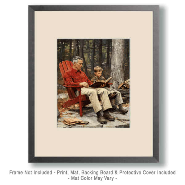 Reading with Pop - Great North Woods Art Print