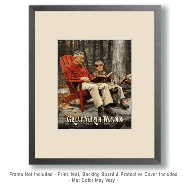 Reading with Pop ND - Great North Woods Art Print