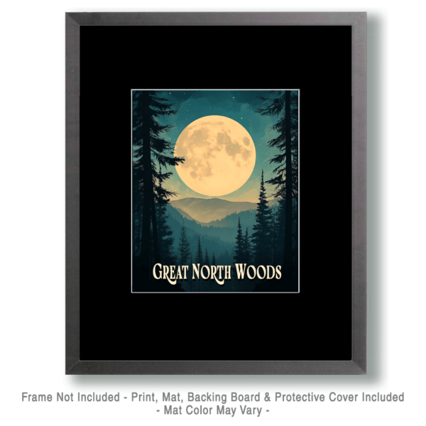 Full Moon Rising ND - Great North Woods Art Print