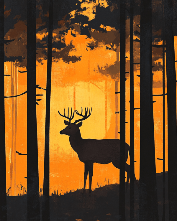 Buck Deer Sunset - Great North Woods Art