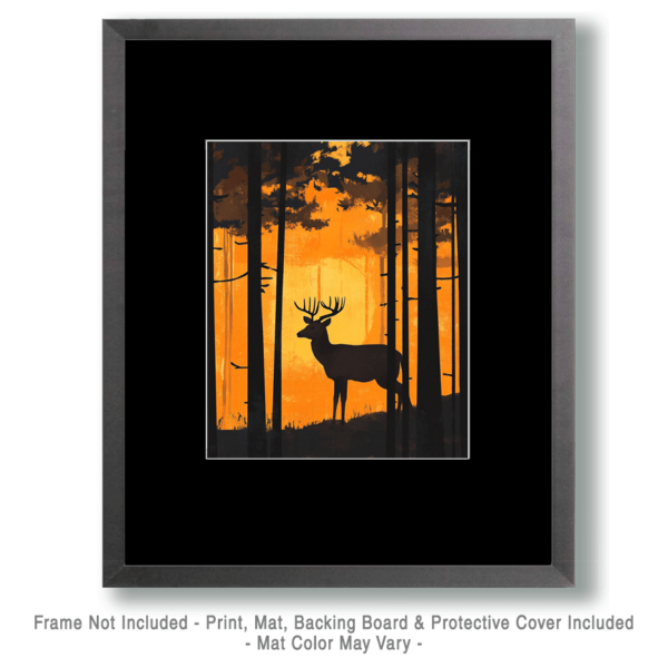 Buck Deer Sunset - Great North Woods Art Print