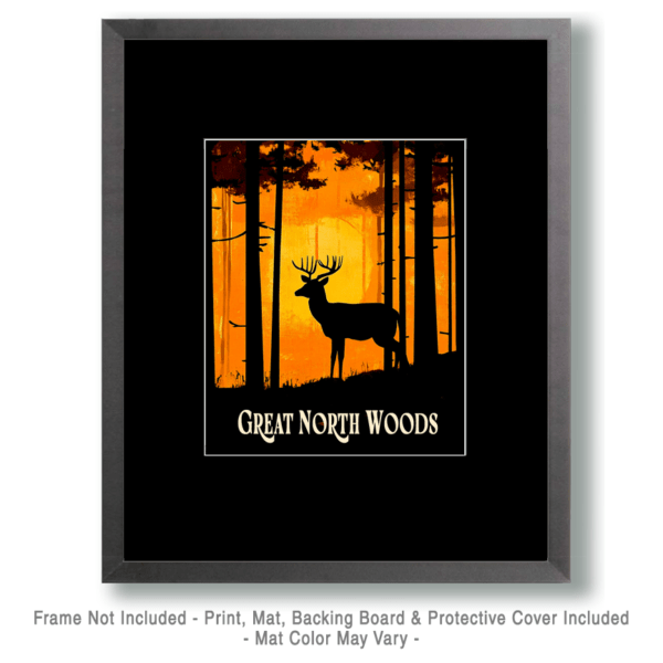 Buck Deer Sunset ND - Great North Woods Art Print