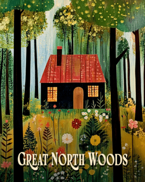 Folk Art Style Cabin ND - Great North Woods Art