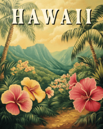 Vintage Hibiscus Poster - Hawaii