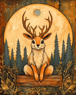 Vintage Style Midnight Jackalope