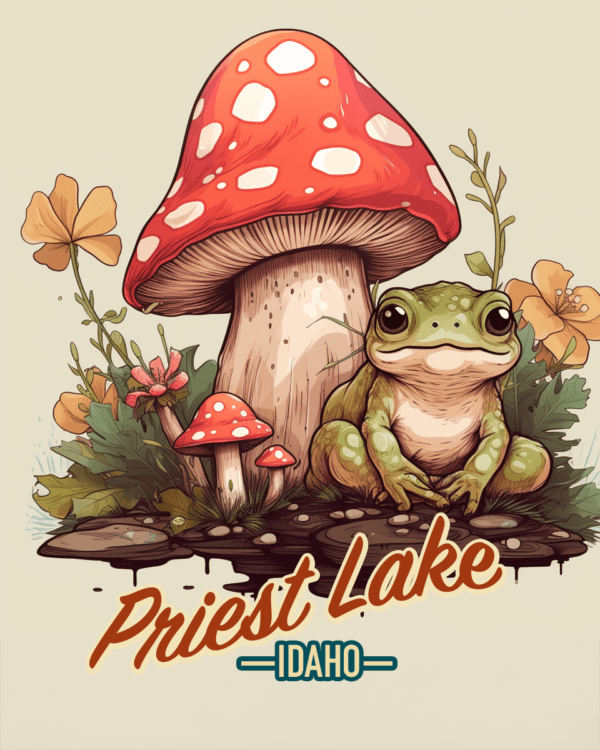 Priest Lake Frog and Mushroom - Idaho Souvenir