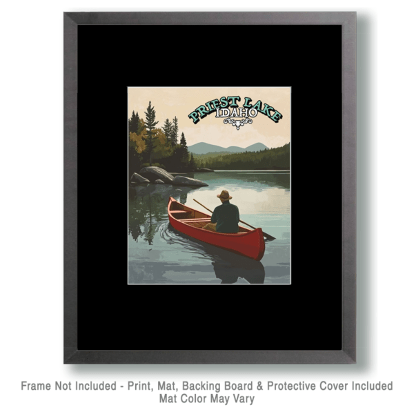 Priest Lake Canoeing - Idaho Souvenir Art