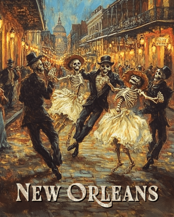 Dancing Skeletons - New Orleans Souvenir Art Print Collection