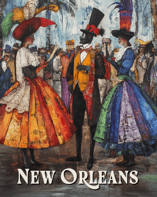 Bourbon Street Encounter - New Orleans Souvenir Art Print Collection