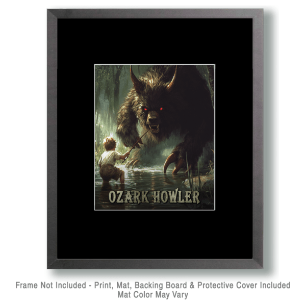 Ozark Howler and Boy Fishing Art