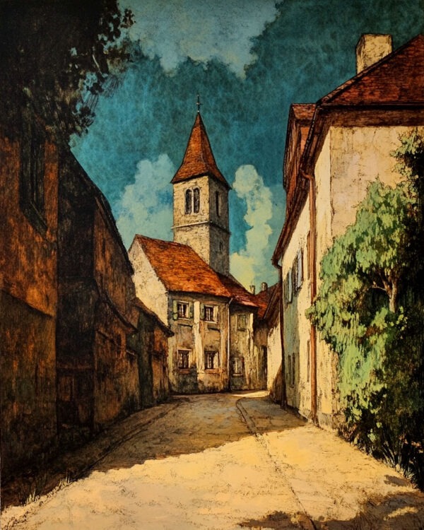 Tuscan Street - Vintage Art