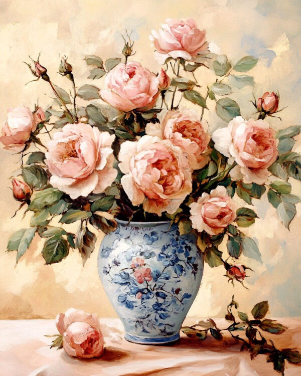 Antique Rose Vase - Vintage Art