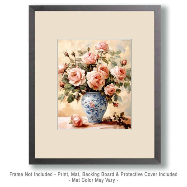 Antique Rose Vase - Vintage Artwork