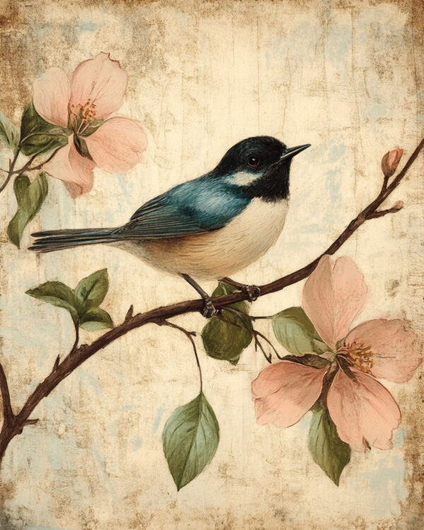 Antique Chicadee - Vintage Art