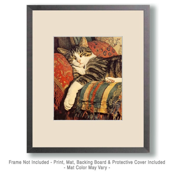 Comfortable Cat - Vintage Artwork