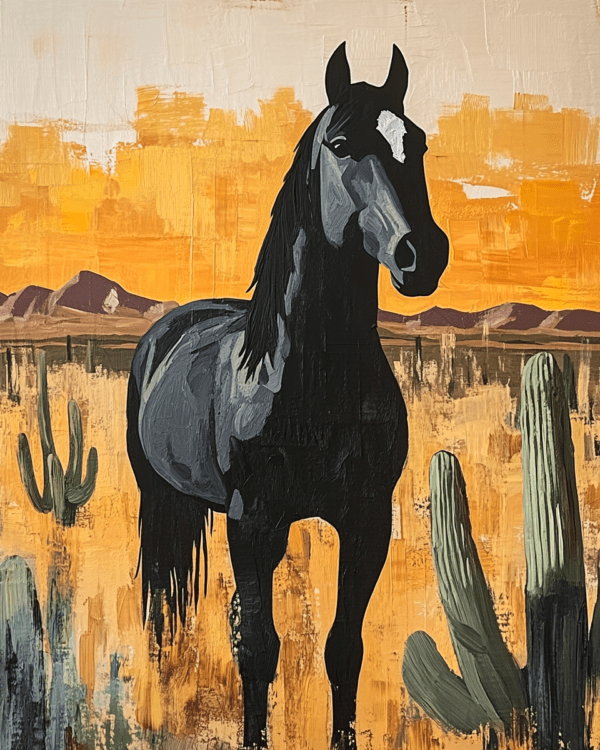 Black Horse Desert - Southwestern Wall Art Prints