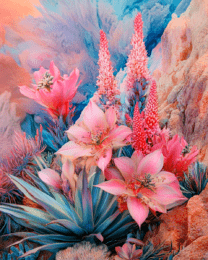 Pink Floral Hillside - Southwestern Wall Art Prints