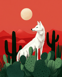 Desert White Wolf - Southwestern Wall Art Prints