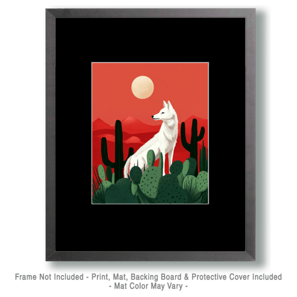 Desert White Wolf - Southwestern Wall Art