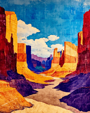 Vintage Style Canyon Painting - Southwestern Wall Art Prints