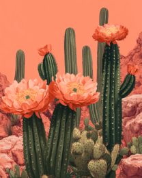 Pastel Pink Prickly Pear Cactus - Southwestern Wall Art Prints