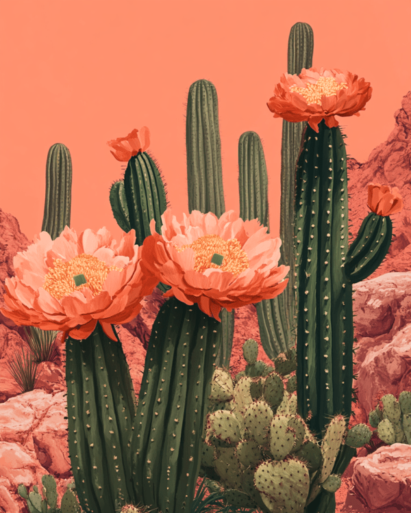 Pastel Pink Prickly Pear Cactus - Southwestern Wall Art Prints