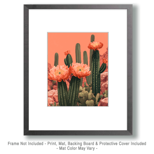 Pastel Pink Prickly Pear Cactus - Southwestern Wall Art