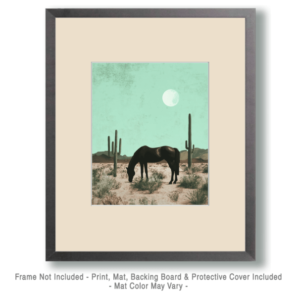 Black Stallion in Desert - Southwestern Wall Art