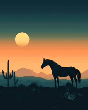 Wild Horse Sunset - Southwestern Wall Art Prints