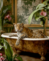 Leopard in Bathtub