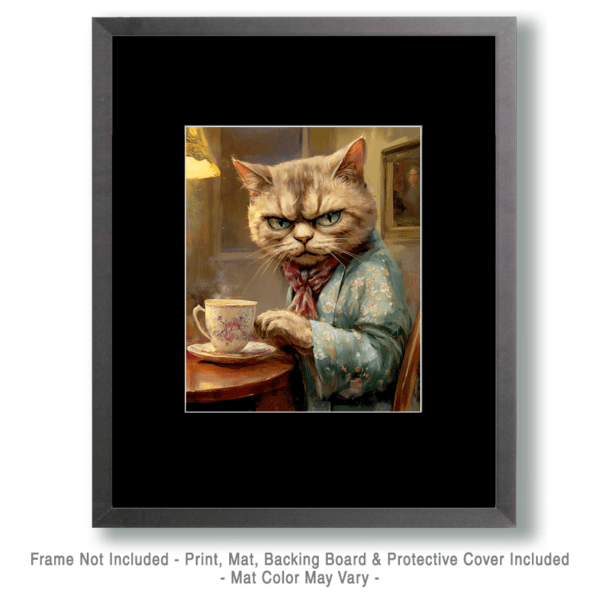 Grumpy Cat Having Tea Art