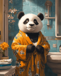 Panda in Bathrobe