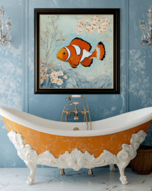 Clownfish Artwork Above Bathtub