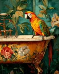 Parrot on Bathtub