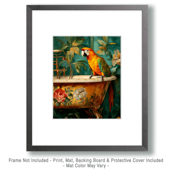 Parrot on Bathtub Art