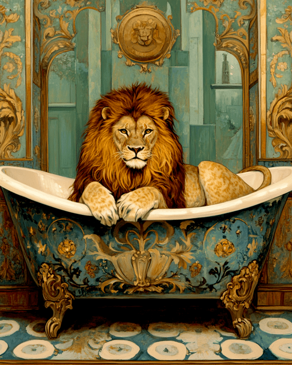 Lion in Bathtub