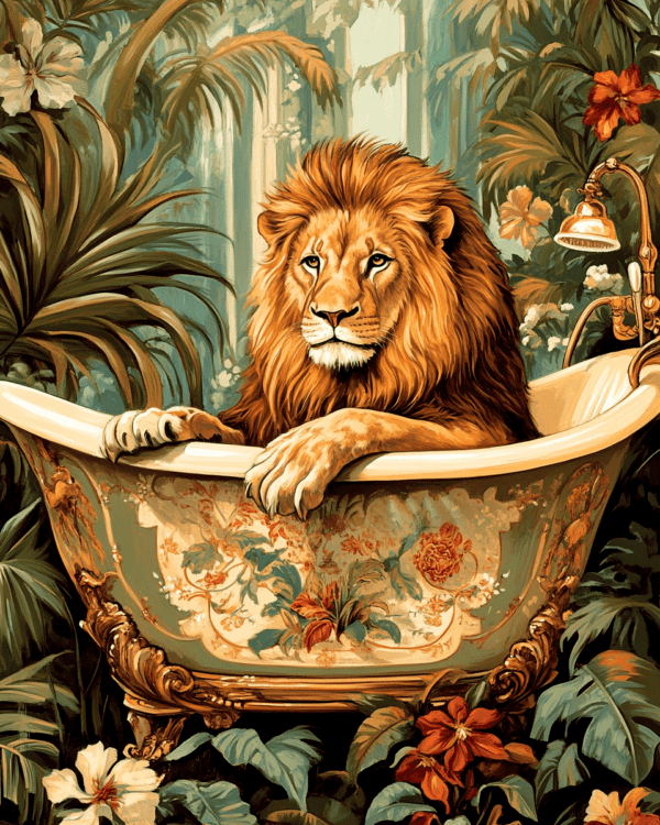 Lion in Victorian Bathtub