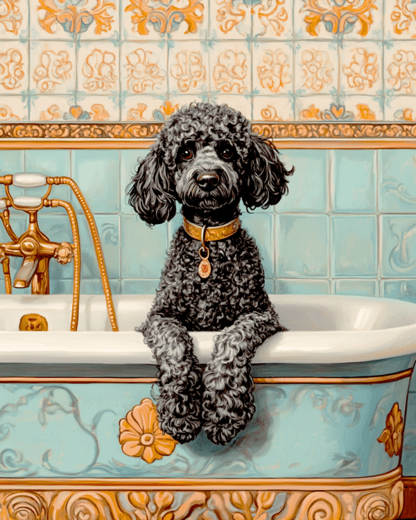 Poodle in Bathtub