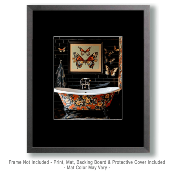 Butterfly Artwork Above Bathtub Art