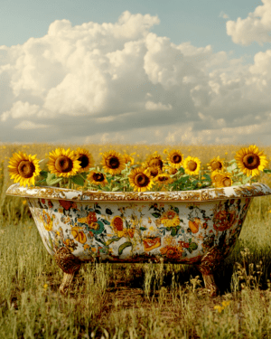 Wild Sunflowers in Bathtub