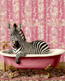 Zebra in Pink Bathtub