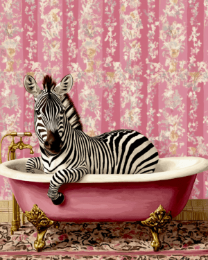 Zebra in Pink Bathtub